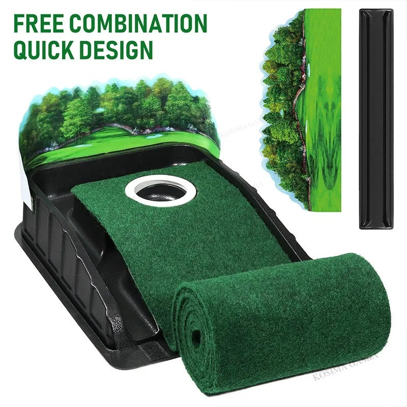 Portable Golf Practitioner Indoor and Outdoor Golf Putting Green Trainer Mat Mini Golf Green Putter Mat Portable For Home Office