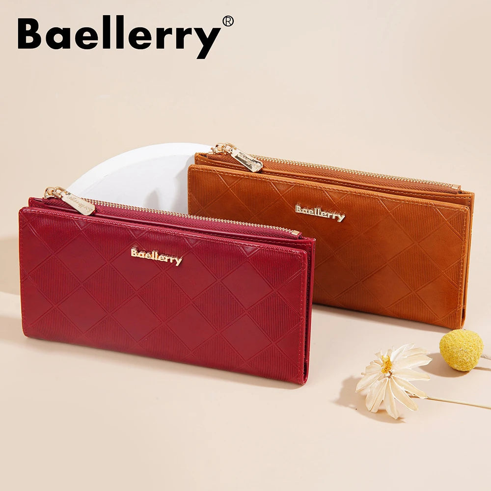 Baellerry Korean Style Small Wallet Women - PU Leather Zipper Pocket, Mini Card Holder for Daily Essentials