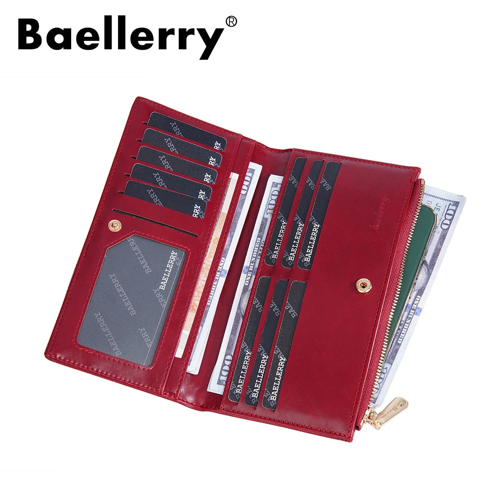 Baellerry Korean Style Small Wallet Women - PU Leather Zipper Pocket, Mini Card Holder for Daily Essentials