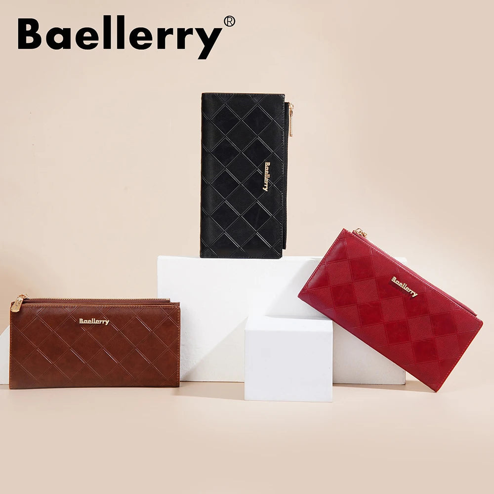 Baellerry Korean Style Small Wallet Women - PU Leather Zipper Pocket, Mini Card Holder for Daily Essentials