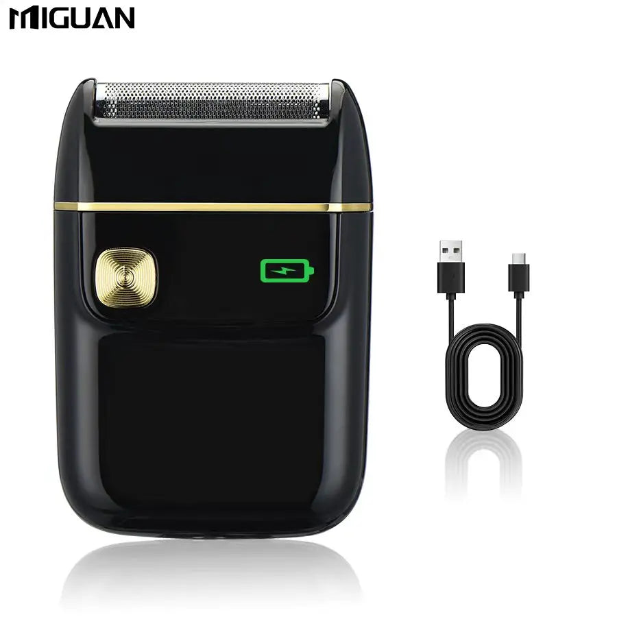 USB Rechargeable Electric Shaver - Reciprocating, Portable, Replaceable Foil, Black-Travel & Home Use，Men's Gift