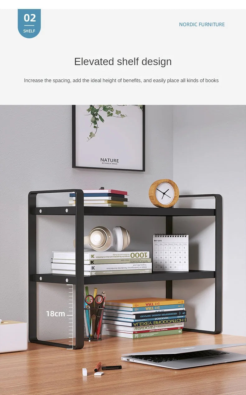 Shelf Desktop Storage  Bookshelf Student Desk Shelves Racks Office Computer Desk Tiered Cabinet Home Storage Holders Organizer