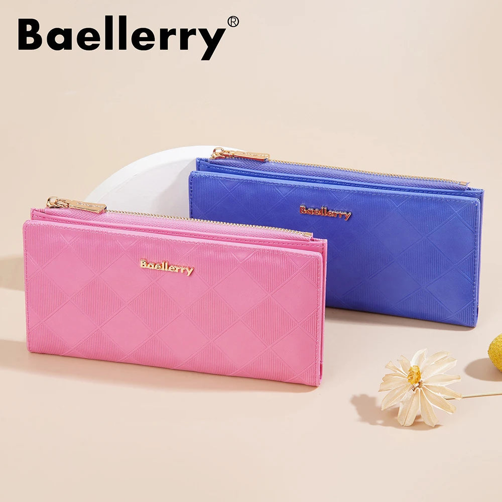 Baellerry Korean Style Small Wallet Women - PU Leather Zipper Pocket, Mini Card Holder for Daily Essentials