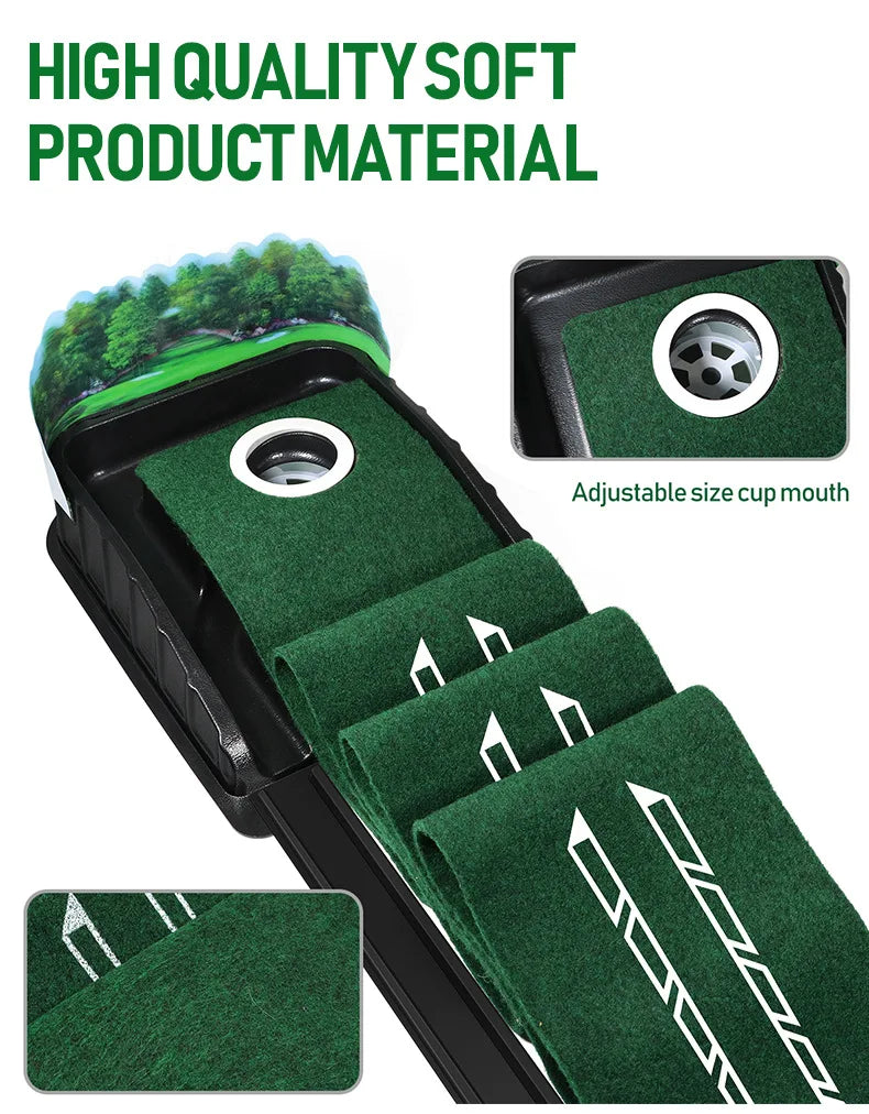 Portable Golf Practitioner Indoor and Outdoor Golf Putting Green Trainer Mat Mini Golf Green Putter Mat Portable For Home Office