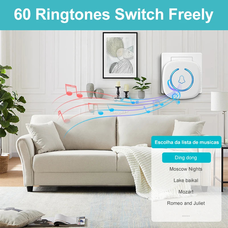 Wireless Doorbell Intelligent Welcome Door Bell 300M/984 FT