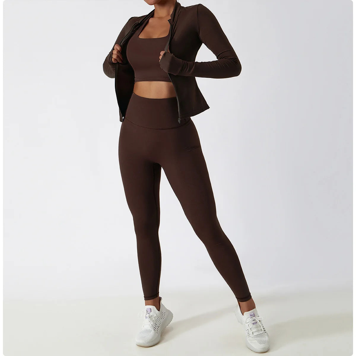 2 PCS Sportswear Women Yoga Set Gym Clothes Athletic Wear Yoga Suits Fitness Set Tracksuits Sports Bra Long Sleeve Gym Leggings