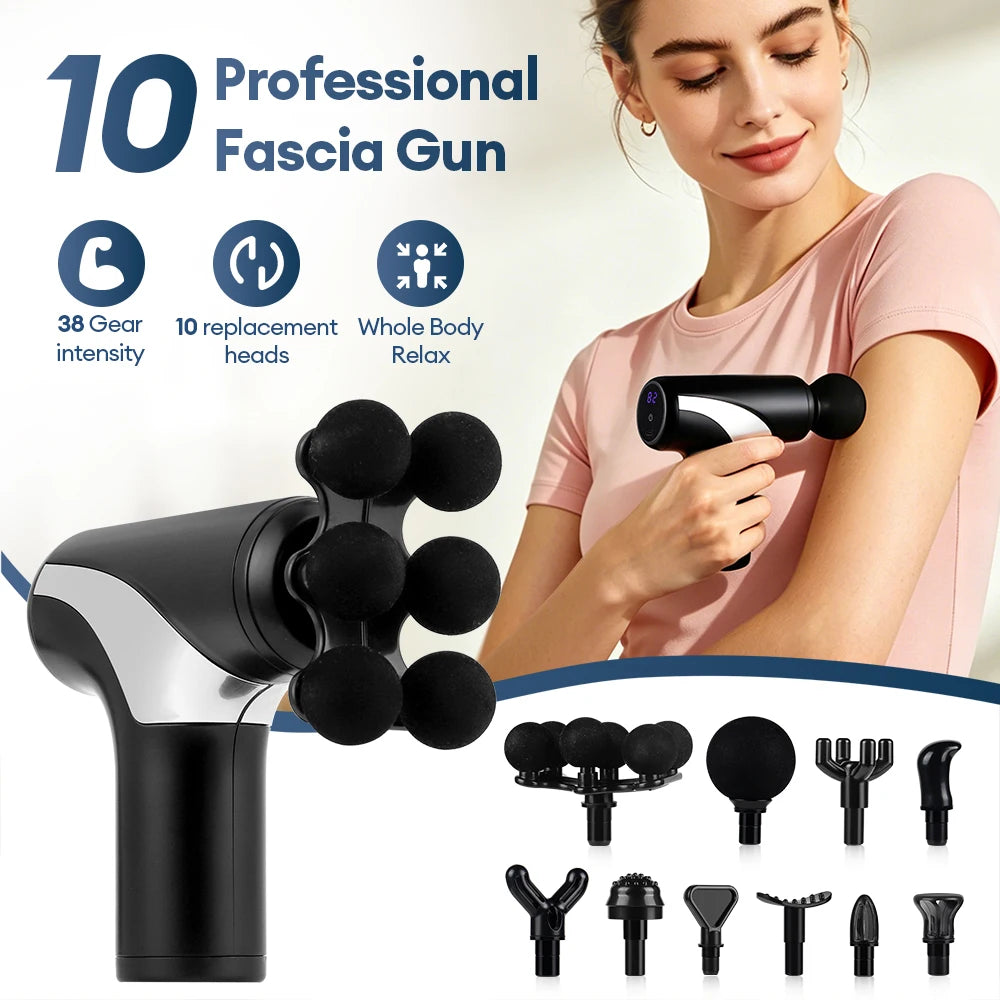Portable Massage Gun 38 Gears Adjustment Intelligent Pressure Sensing Wireless Massager for Neck Back Leg Body Muscle Massager