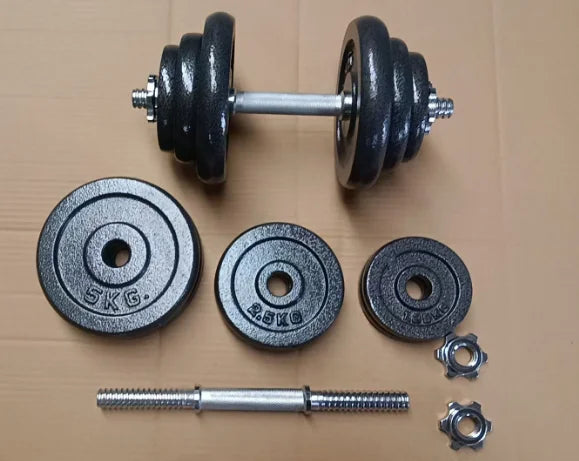 High Quality Cast Iron Adjustable Sports Gym Equipment 10kg 15kg  Fitness Dumbbell and Barbell Set for Training