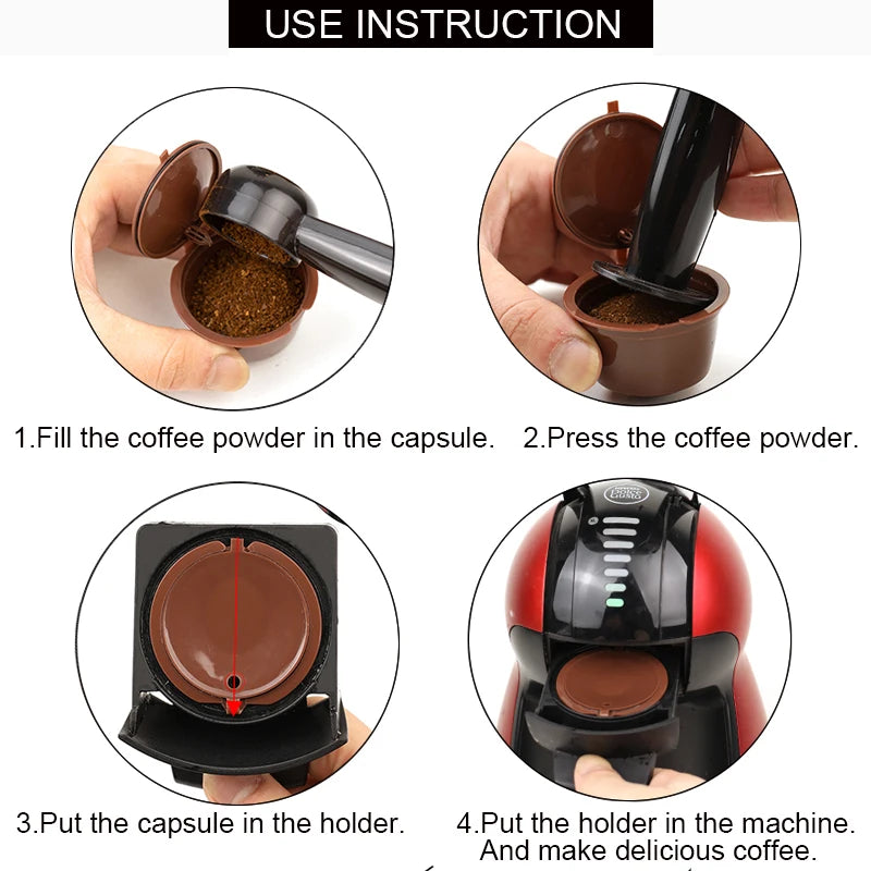 Reusable Coffee Capsule  Pods Filter Cup for Nescafe Dolce Gusto Refillable Cap For Coffee Powder Bean Cup