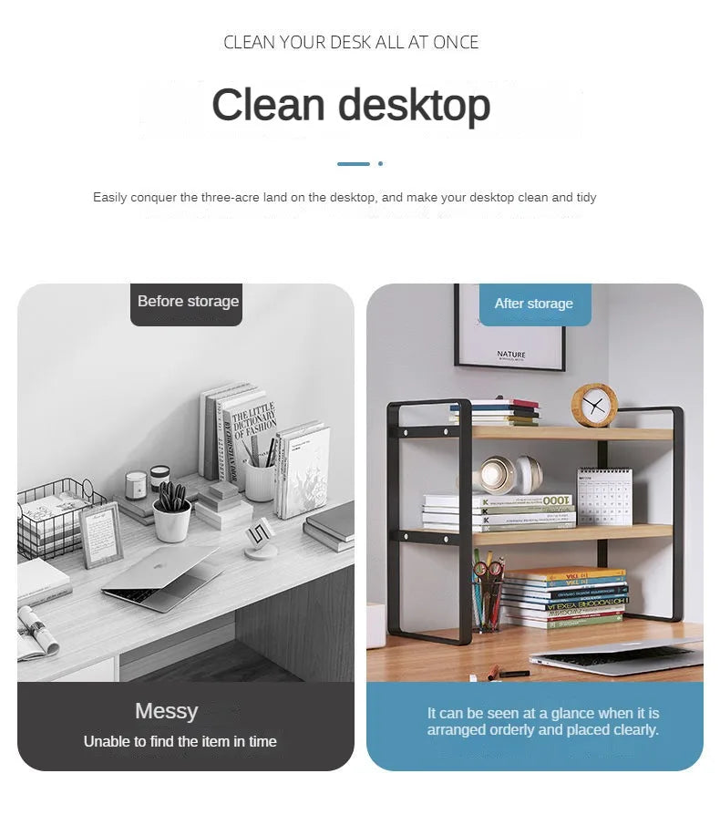 Shelf Desktop Storage  Bookshelf Student Desk Shelves Racks Office Computer Desk Tiered Cabinet Home Storage Holders Organizer