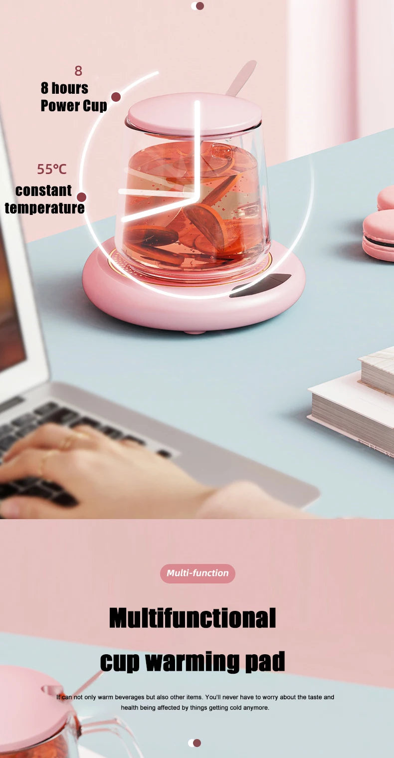 1PC Thermostatic Heating Coaster USB Home Heating Coaster 3-speed Adjustment Heating 55 Degrees Constant Temperature