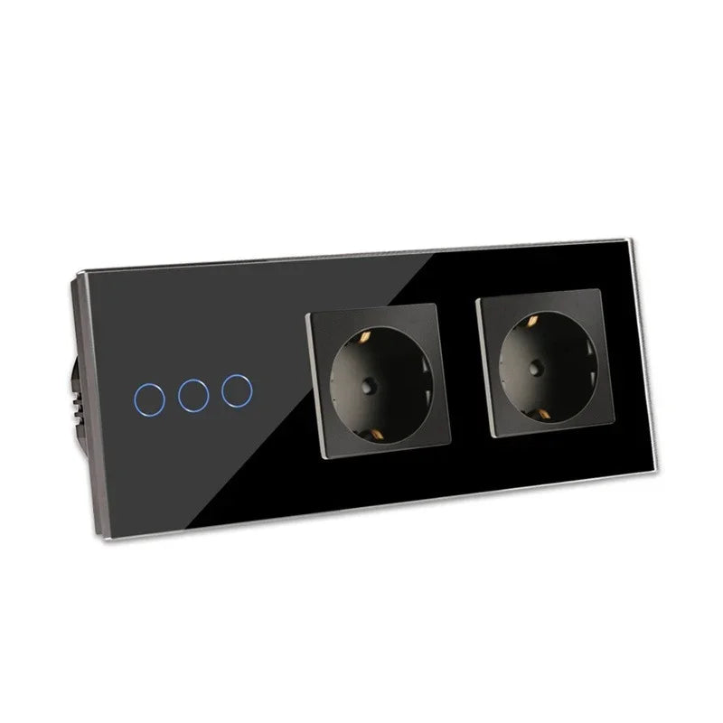 Bingoelec Black Sockets And Switches With Crystal Glass Panel Home Improvement