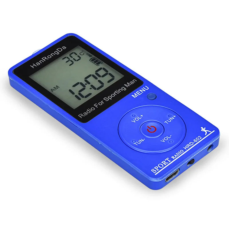 Portable  AM FM Mini Radio LED Display with Pedometer Headphones Digital Tuning Sports Radio for Running Walking Pocket Radio