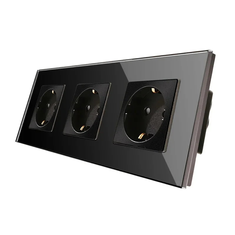 Bingoelec Black Sockets And Switches With Crystal Glass Panel Home Improvement