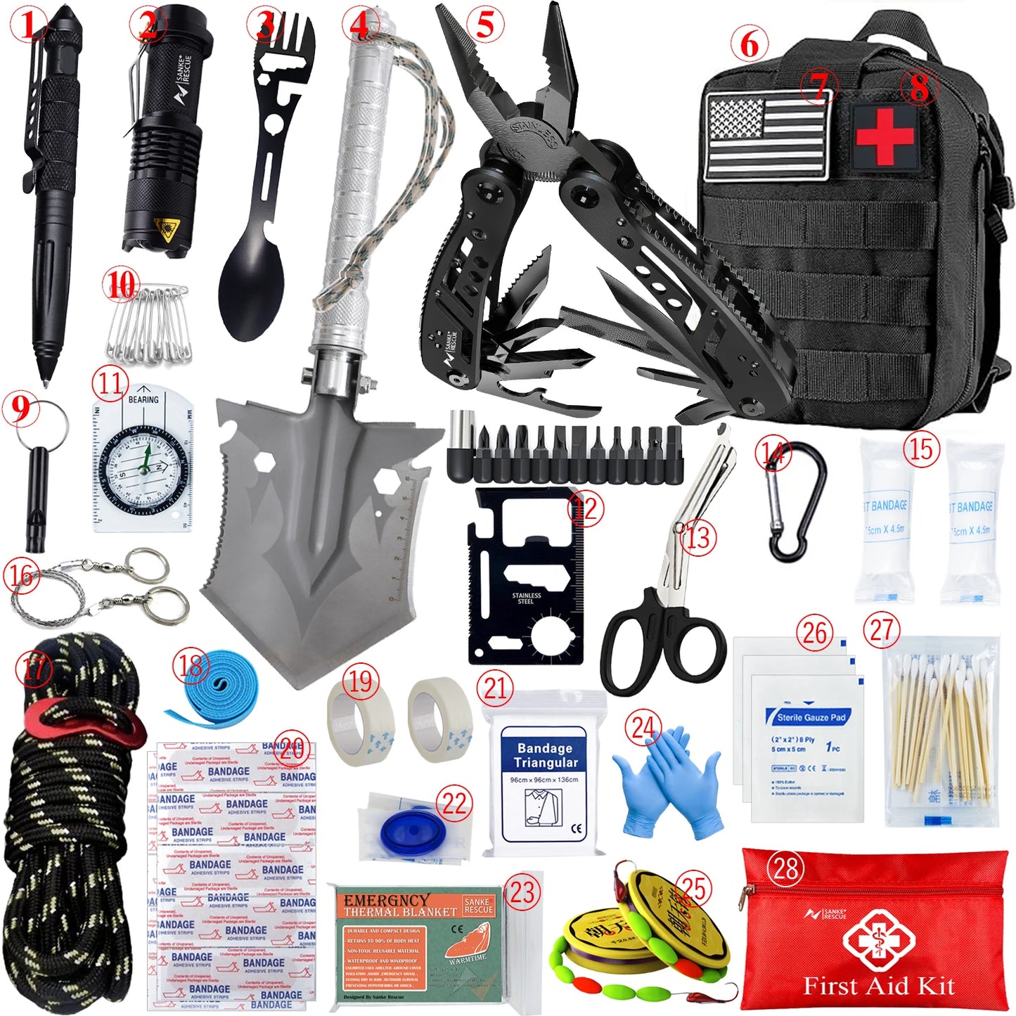 Top-Rated Car Survival First Aid Kit Full Molle Outdoor Emergency Trauma Pack for Camping Hiking IFAK EDC Essentials