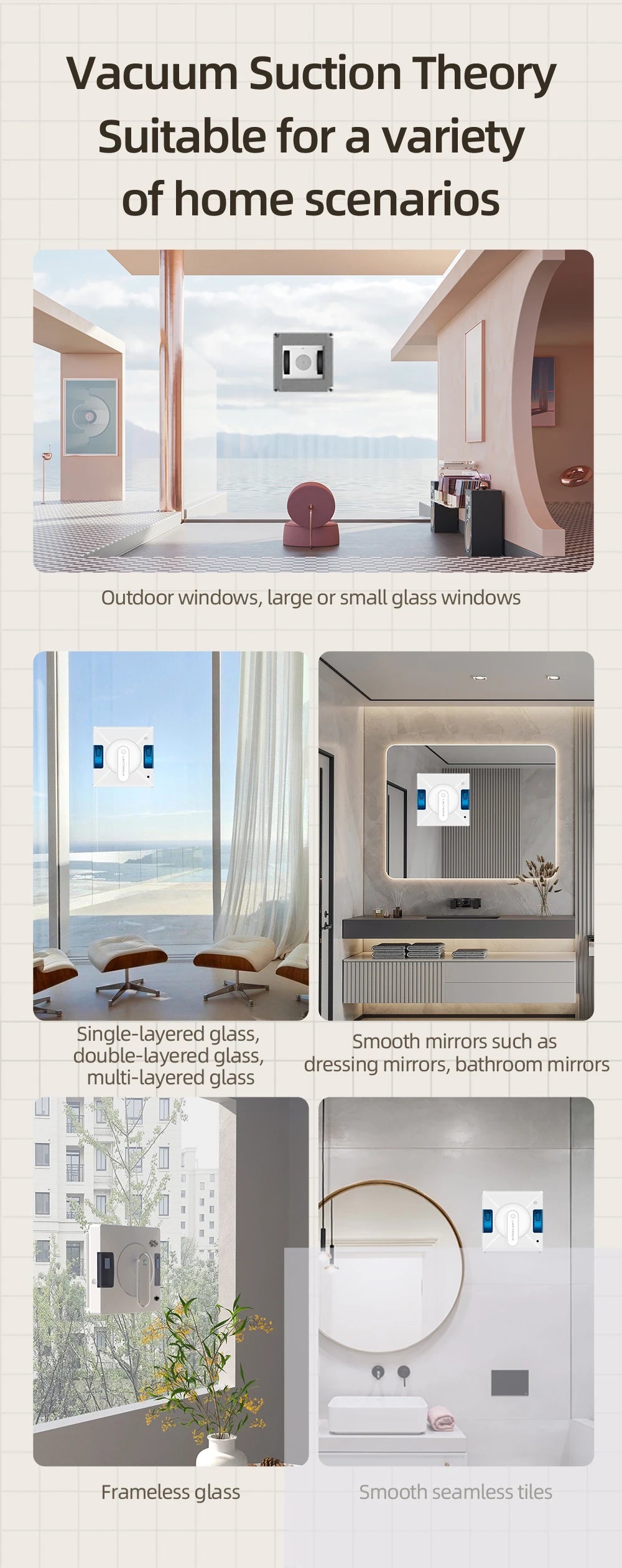 Robot Window Cleaner LIECTROUX YW509,4-Way Water Spray,Home Wall Glass Window Robot Vacuum Cleaner,Updated Laser,Smart Memory