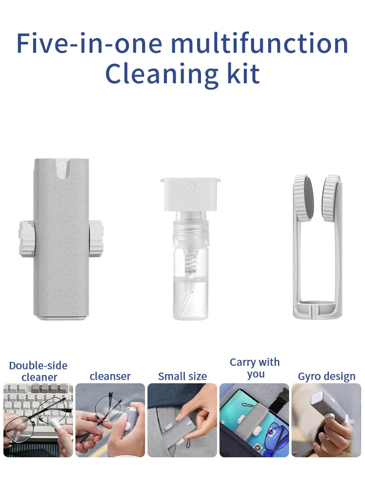 5in1 Eyeglass and Mobile Phone Screen Cleaning Set, Dust Removal of Eyeglass Lenses and Mobile Phone Screen Cleaning fiber cloth