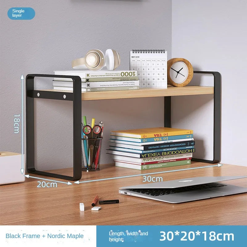 Shelf Desktop Storage  Bookshelf Student Desk Shelves Racks Office Computer Desk Tiered Cabinet Home Storage Holders Organizer