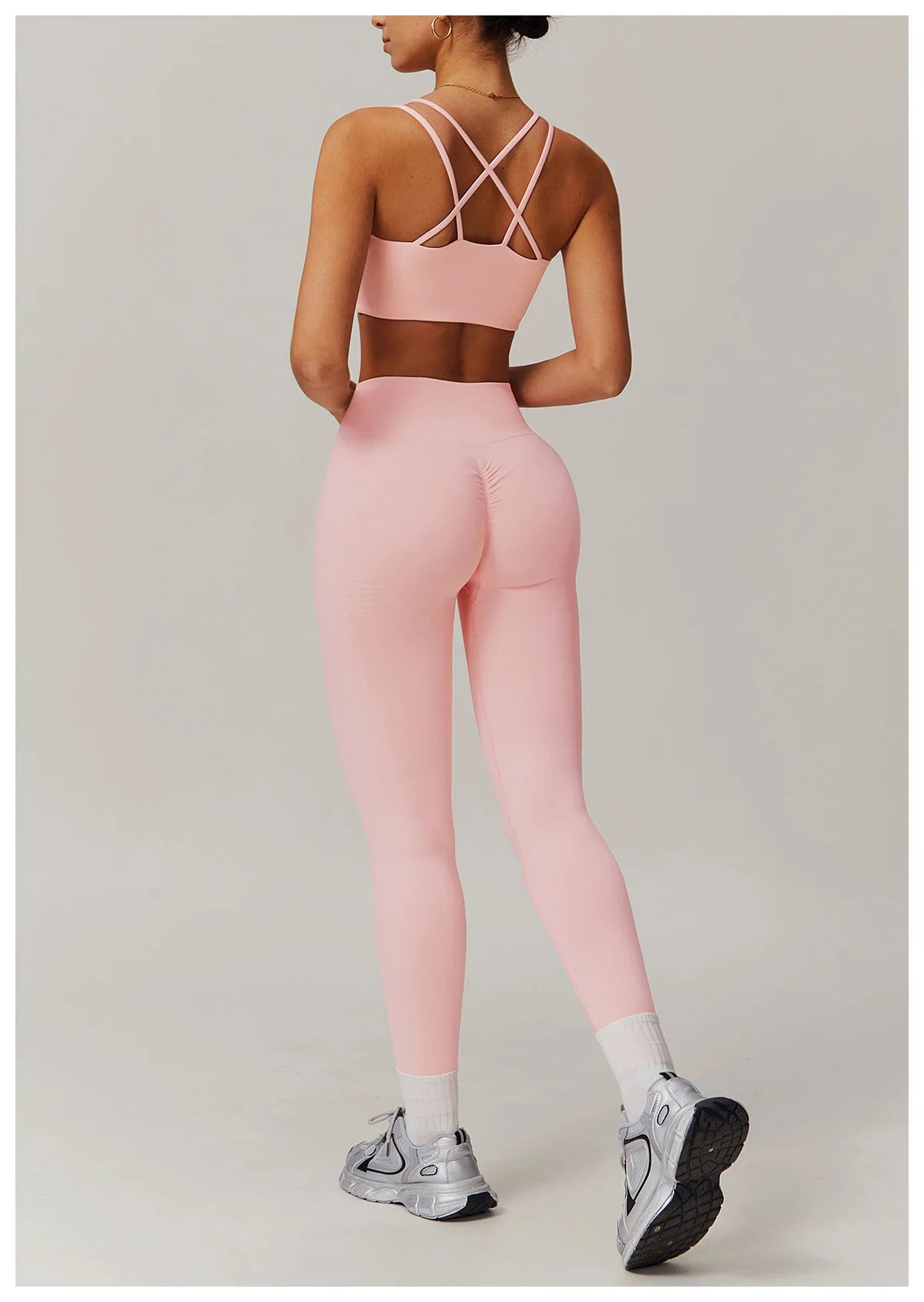 Naked Feeling Yoga Set Women Gym Workout Clothes Padded Sports Bra Outdoor Fitness