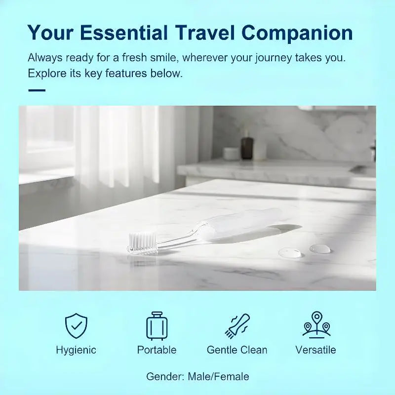 Compact Disposable Toothbrush – Foldable Design with Sanitary Cap for Outdoor Adventures & Business Trips