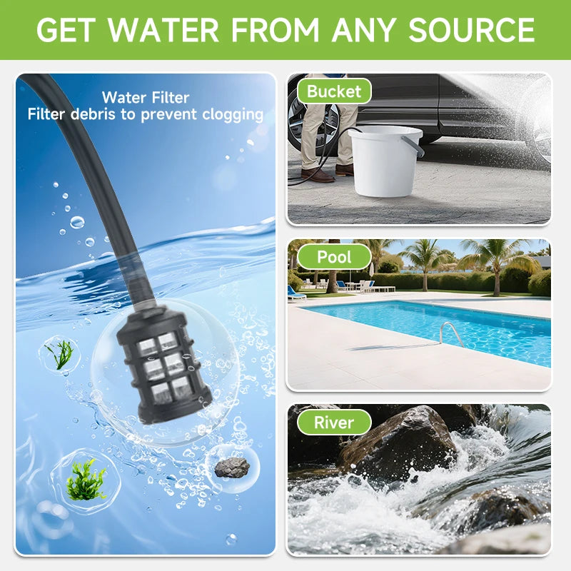 Hippcron Cordless Pressure Washer 1450PSI Portable Power Cleaning 6-in-1 Adjustable Nozzle All-in-One for Car Home Garden
