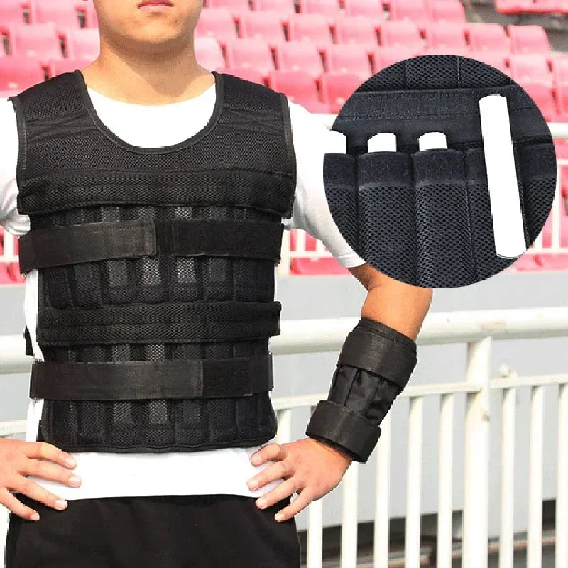 New Training Jacket Gym Fitness Equipment 15/35KG Adjustable Loading Weight Vest Boxing Running Workout Waistcoat Sand Clothing