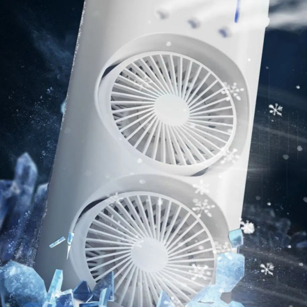 Household 3 In 1 Air Conditioner Dual-Head Portable Humidifier Adjustable Wind Speed Desktop Cooling Fan Air Cooler Bedroom