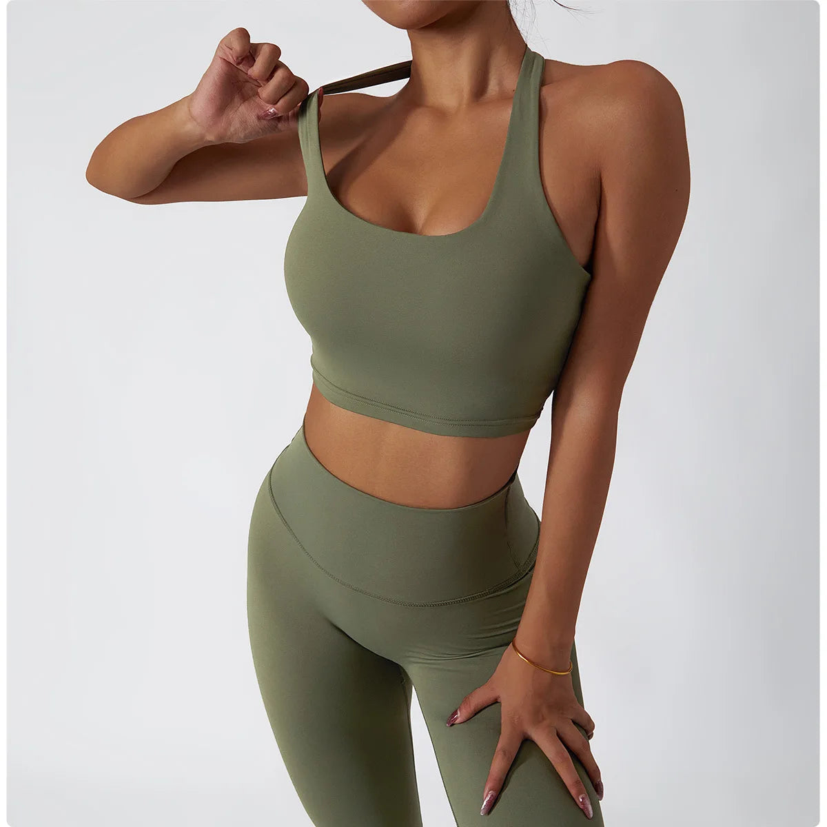 2 PCS Sportswear Women Yoga Set Gym Clothes Athletic Wear Yoga Suits Fitness Set Tracksuits Sports Bra Long Sleeve Gym Leggings