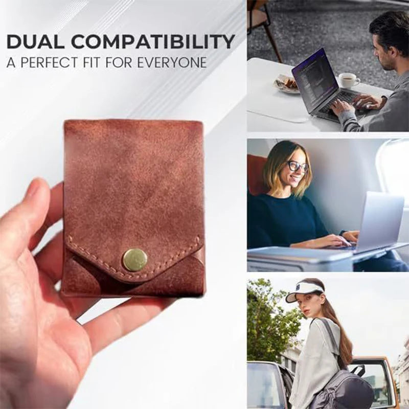 Multifunctional Compact Wallet,Handmade Leather Card Holder/Wallet,Small Slim Thin Compact Credit Card Wallet,Built-In Pen Slot