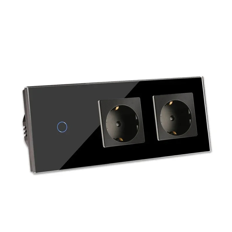 Bingoelec Black Sockets And Switches With Crystal Glass Panel Home Improvement