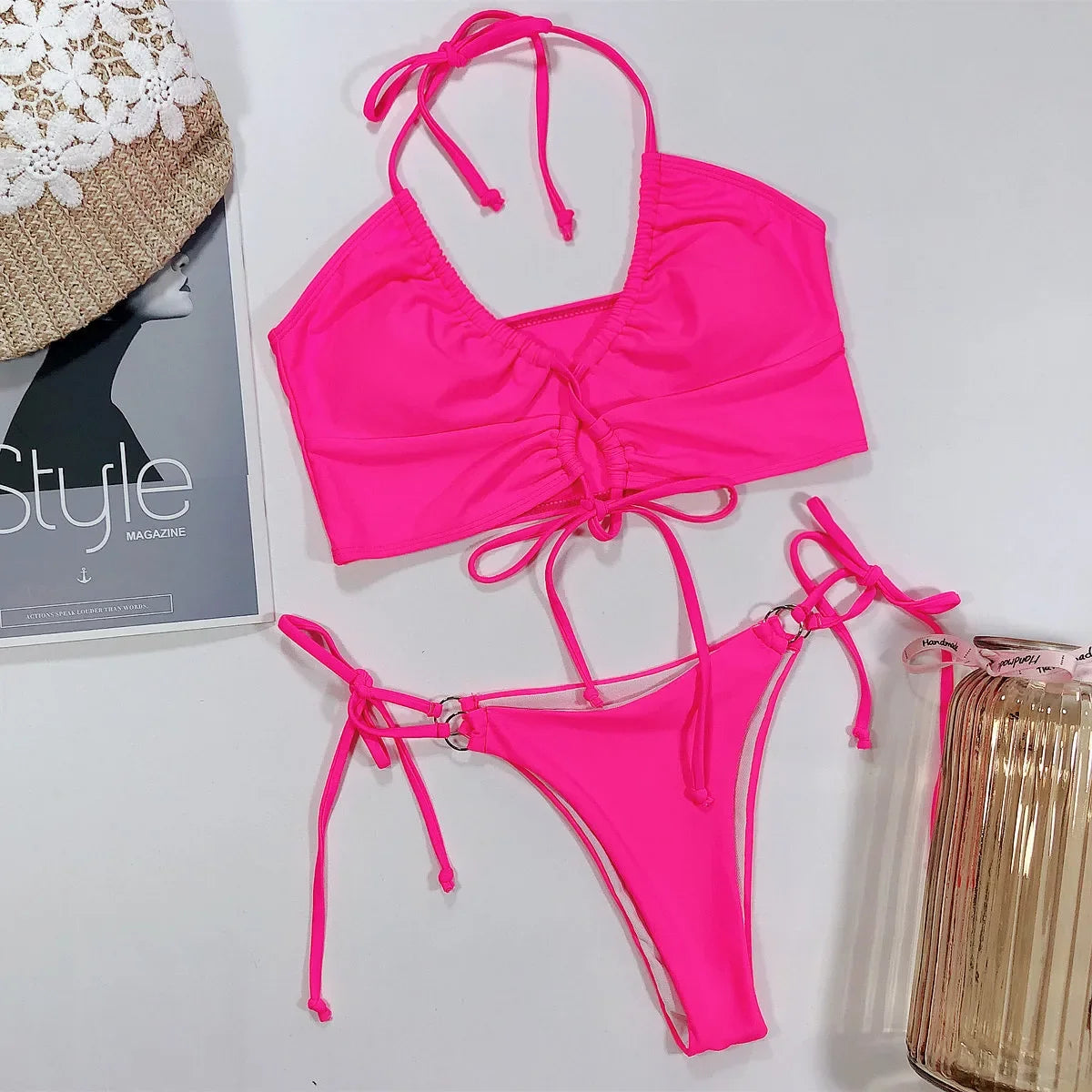5 Colors Sexy Bikini Swimwear Swimsuit Women Leopard Push Up Drawstring Bikinis Set Bathing Suit Beach Bikini Female Banadores