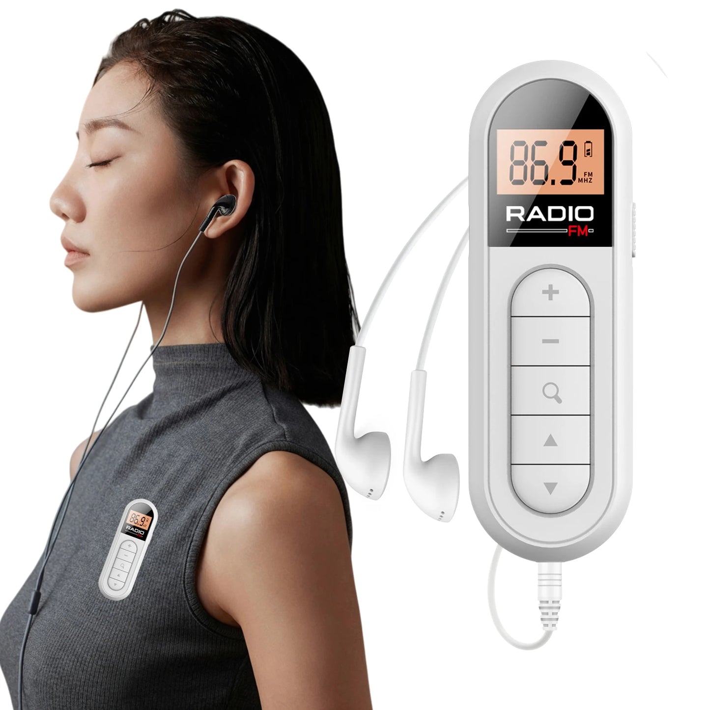 Portable FM Radio with Digital Tuning LCD Display Digital Radio with Headphones and Belt Clip for Gym Jogging Walking Camping
