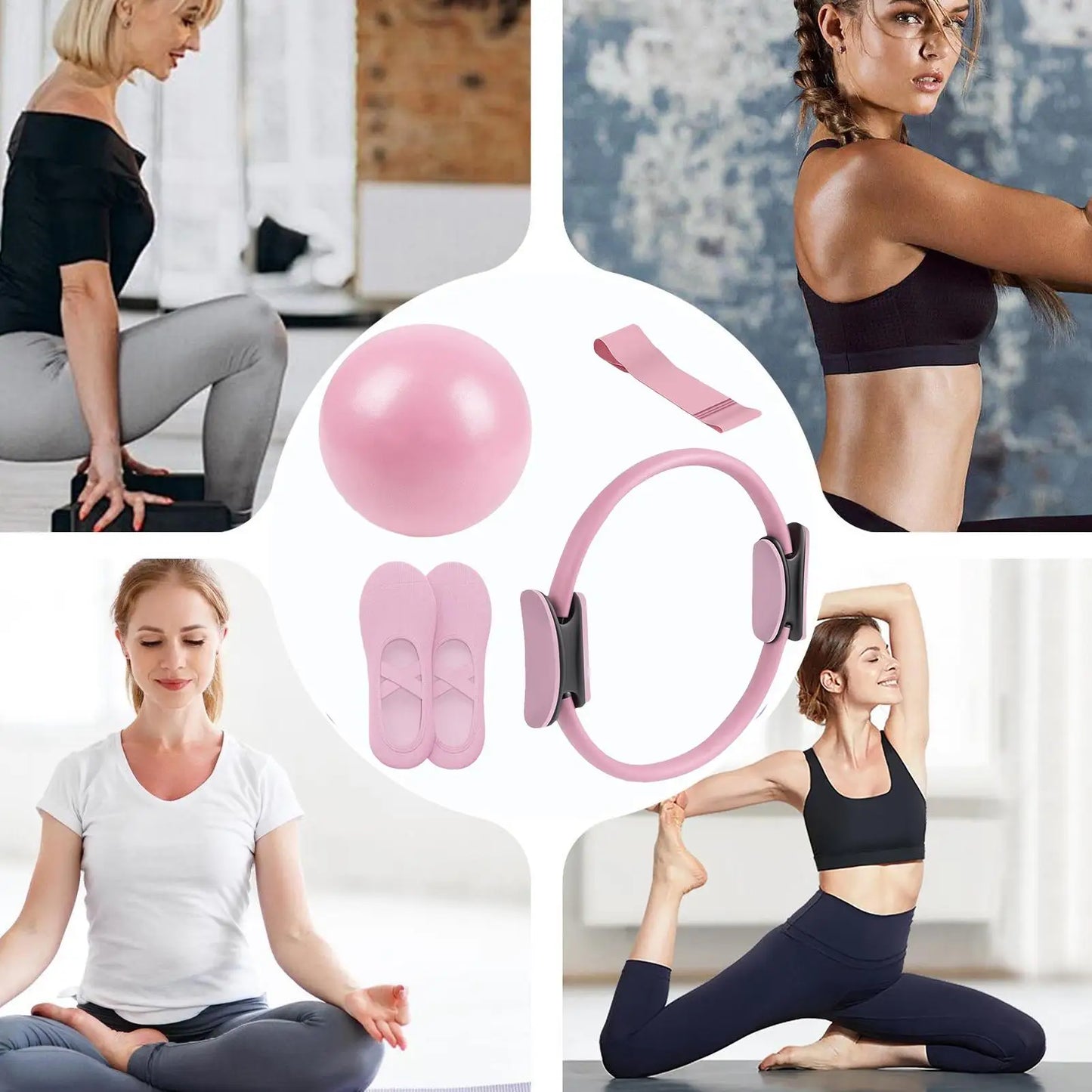 Pilates Ball and Ring Set Fitness Pilates Equipment Set Portable Resistance Band Exercise Workout Tool For Postpartum Pregnancy