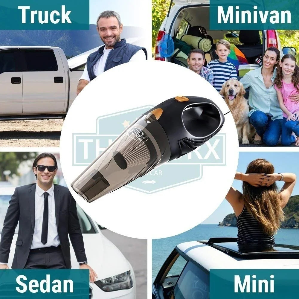 12V Portable Car Vacuum Cleaner Handheld Wet Dry Powerful Suction Auto Cleaning Cordless Rechargeable for Vehicle Detailing