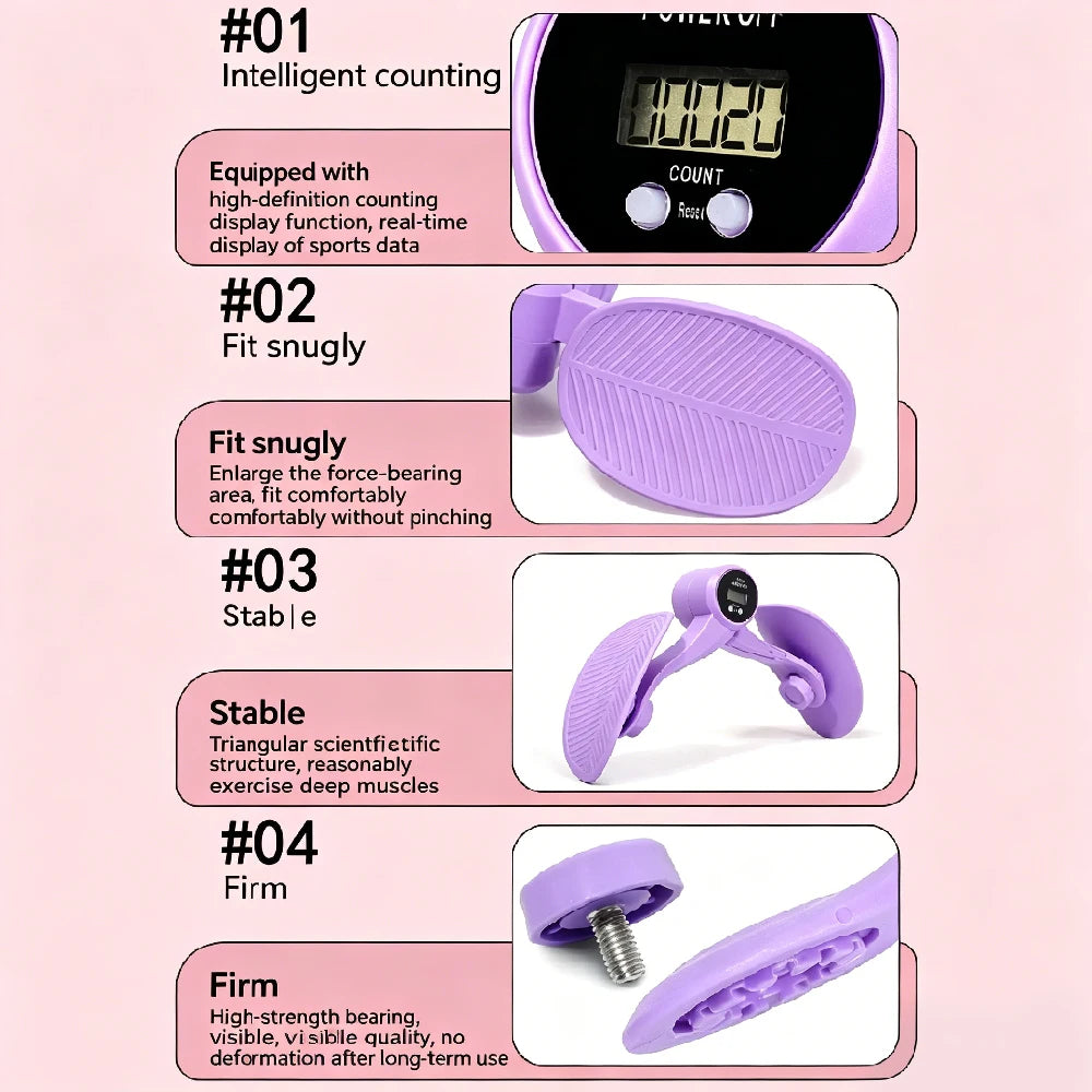 Portable Sit-On Fitness Device with Built-in Counter, Ideal for Pelvic Lifts, Thigh Sculpting and Balance Training