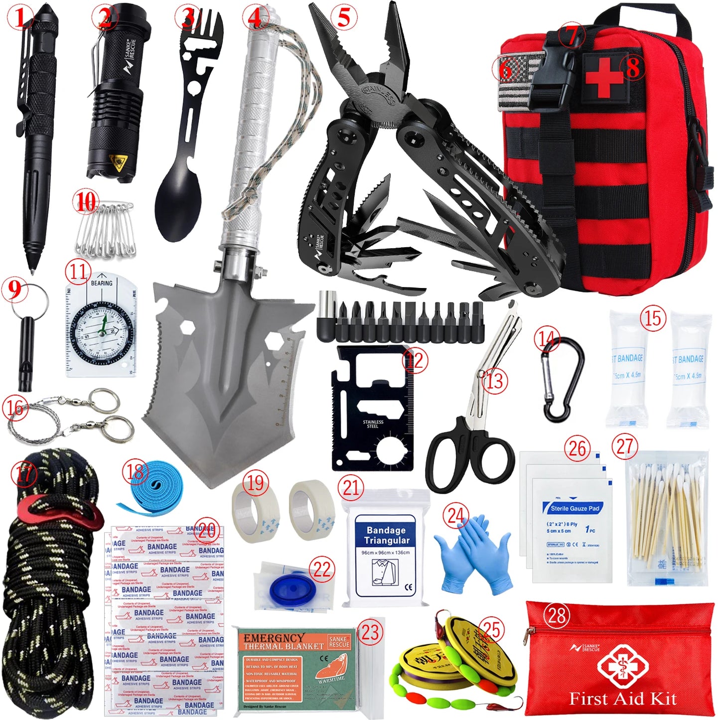 Top-Rated Car Survival First Aid Kit Full Molle Outdoor Emergency Trauma Pack for Camping Hiking IFAK EDC Essentials