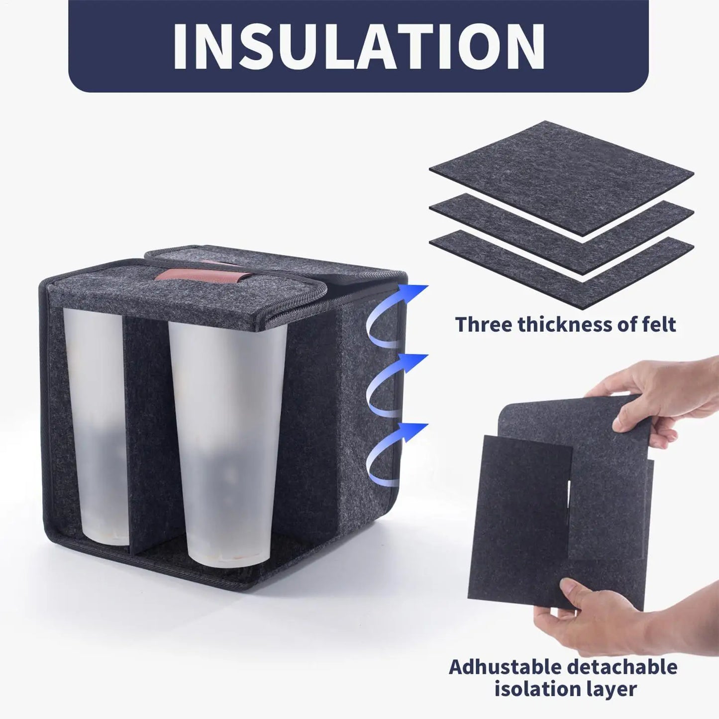 Reusable Drink Cup Carrier, Foldable Tote Bag With Handles for Daily Commute Car Picnic Cruise Party Grocery Outdoor Travel