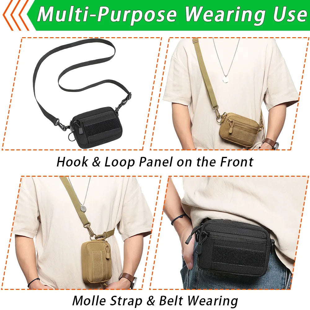 Tactical Crossbody EDC Pouch Compact Molle Waist Pack & Shoulder Bag 600D Nylon Organizer for Daily Essentials & Gadgets