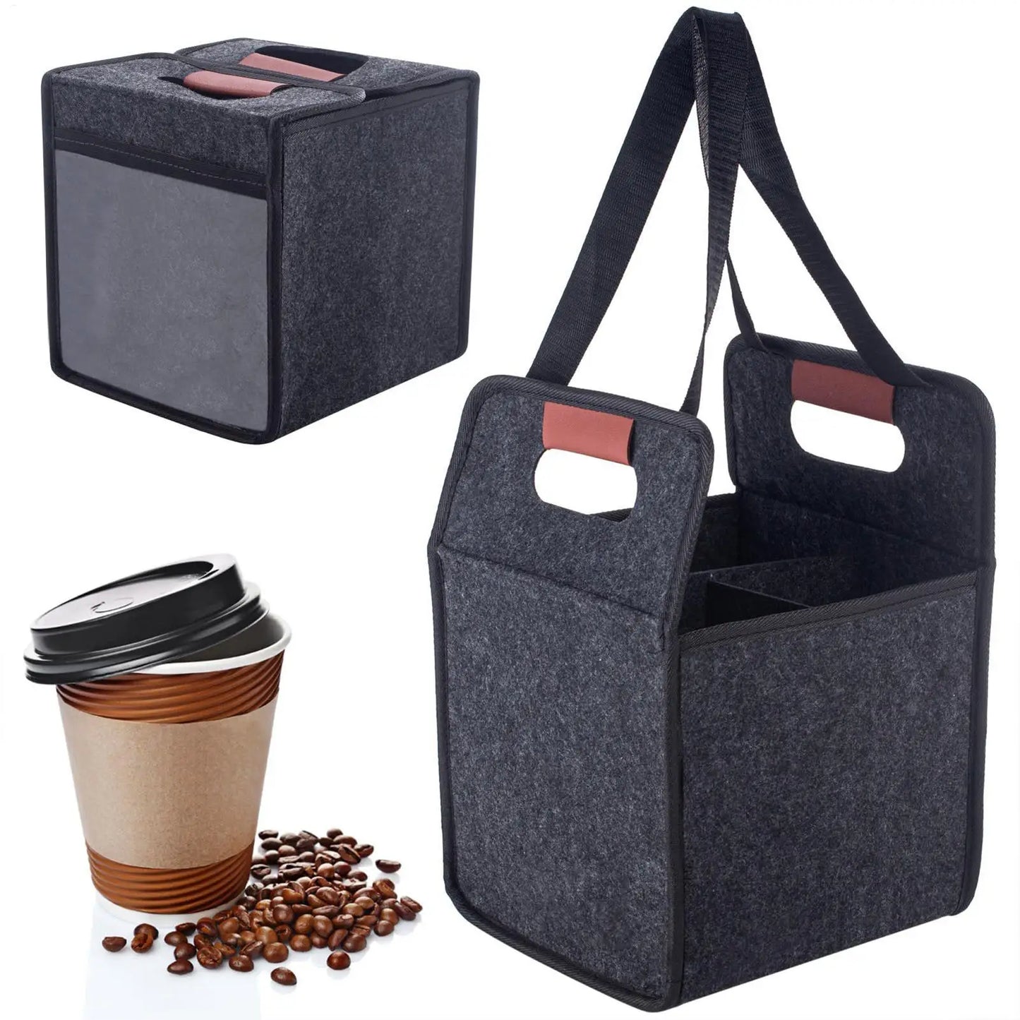 Reusable Drink Cup Carrier, Foldable Tote Bag With Handles for Daily Commute Car Picnic Cruise Party Grocery Outdoor Travel