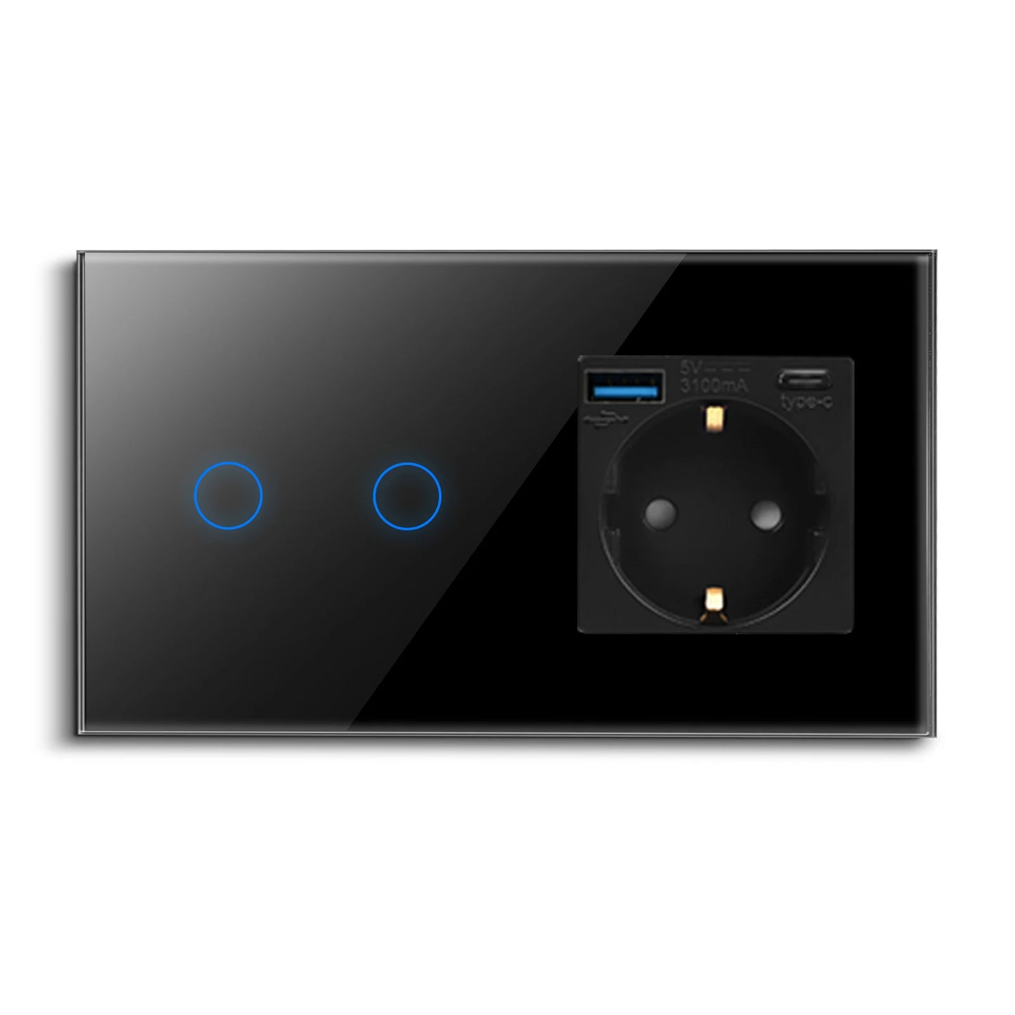 Bingoelec Black Sockets And Switches With Crystal Glass Panel Home Improvement