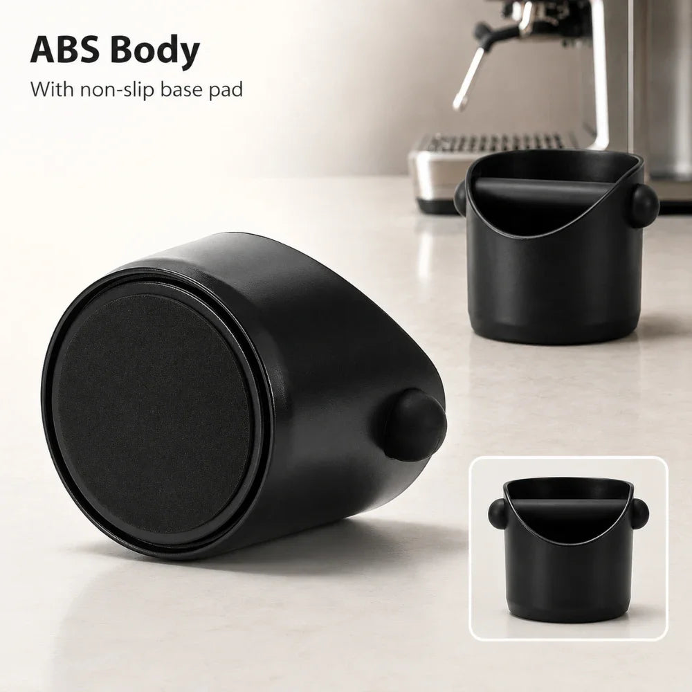 Compact Espresso Knock Box Mini ABS Coffee Grounds Container with Knock Bar for Portafilter Home Coffee Station Countertop Bin