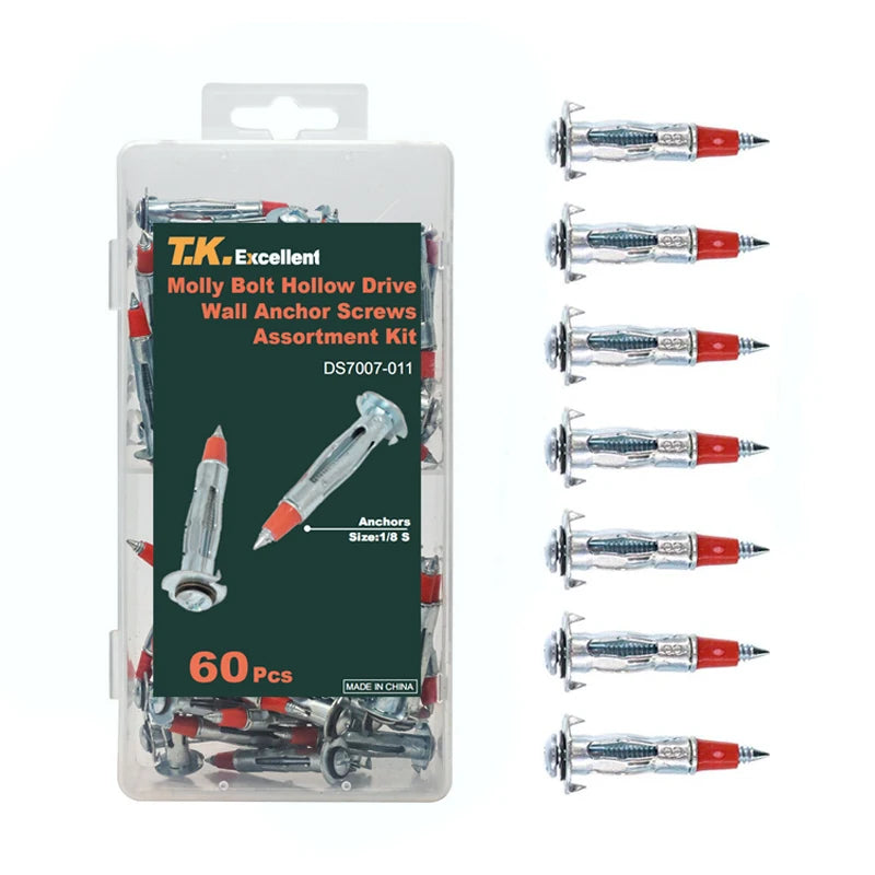 Heavy Duty  Molly Bolt Hollow Drive Wall Anchor Screws Kit Drywall Cavity Plug Dowel for Plasterboard Hanging Fasteners