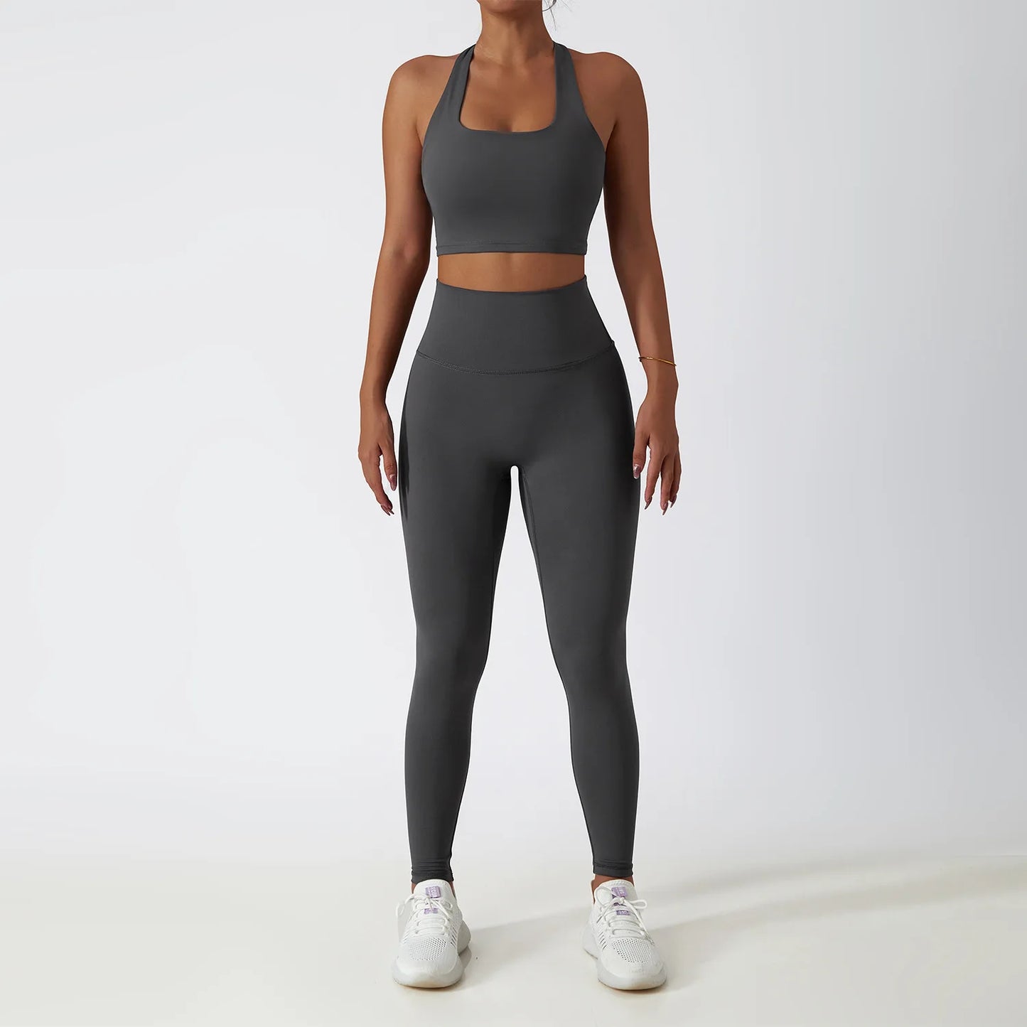 2 PCS Sportswear Women Yoga Set Gym Clothes Athletic Wear Yoga Suits Fitness Set Tracksuits Sports Bra Long Sleeve Gym Leggings