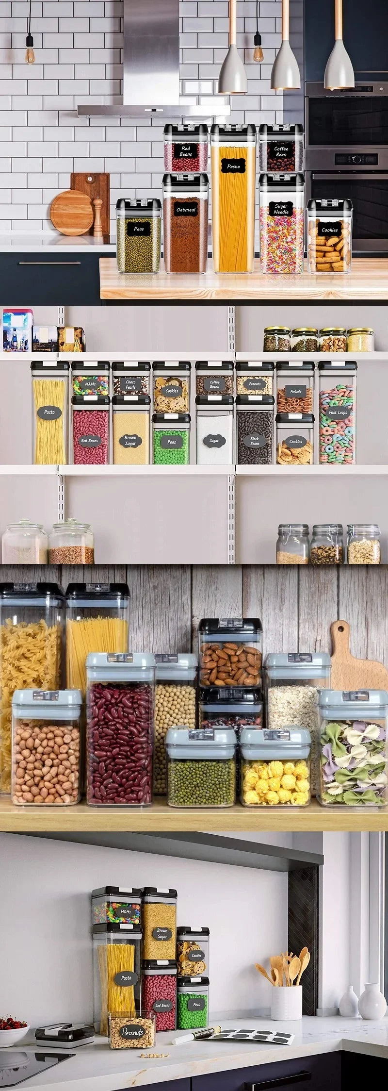Food Storage Jar with Lid Kitchen Container Kitchen Organizer Stackable Dustproof Moisture Resistant Kitchen Accessorie