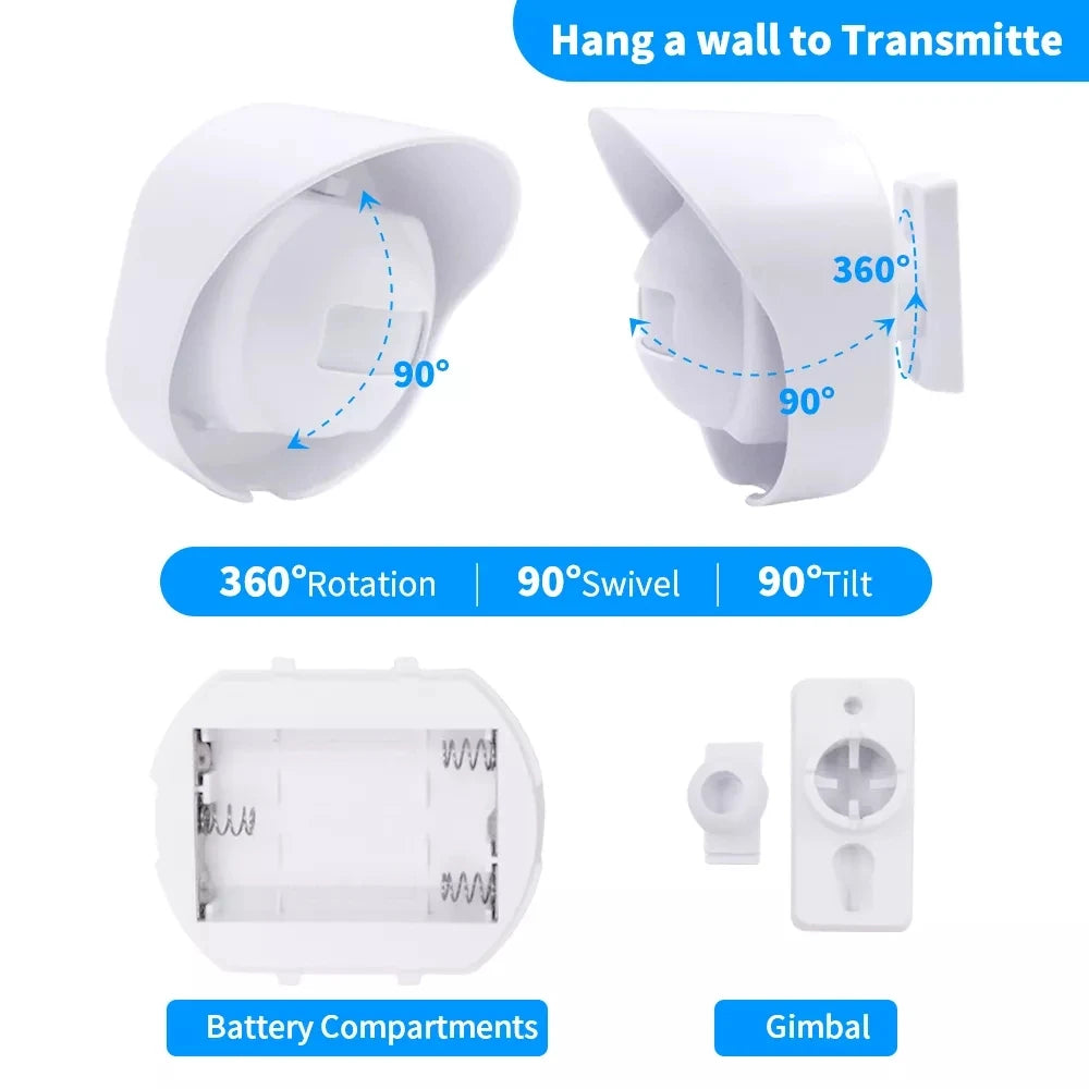 Wireless Driveway 328 Ft Long Alarm Weatherproof Outdoor Motion Sensor Detector Security Alert-Protect Outdoor/Indoor Property