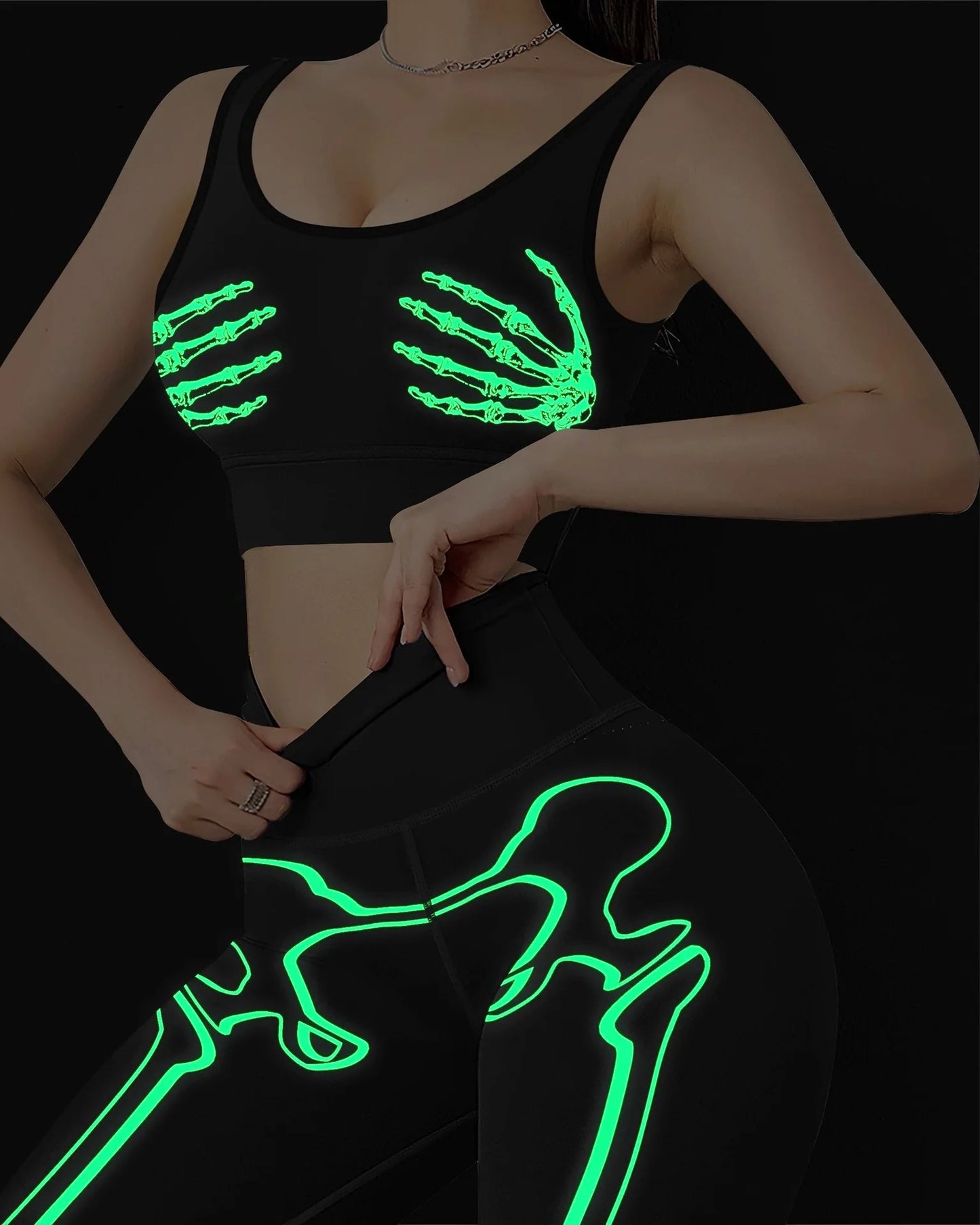 LEOSOXS Digital Printing 2piece Yoga Set Running Sports Gym Cycling Workout Comfortable
