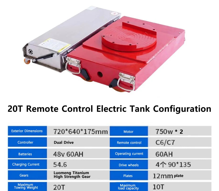 10-60T Heavy-Duty Electric Tank Machinery Skate Dolly Wheel Shifter Handling Tool Efficient Heavy Load Moving Equipment