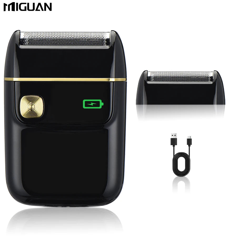 USB Rechargeable Electric Shaver - Reciprocating, Portable, Replaceable Foil, Black-Travel & Home Use，Men's Gift
