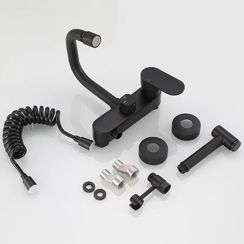 Black Brass Chrome Taps For Kitchen Sink Kitchen Tap Dual Hole Wall Kitchen Mixer Kitchen Faucet torneira cozinha YT6033