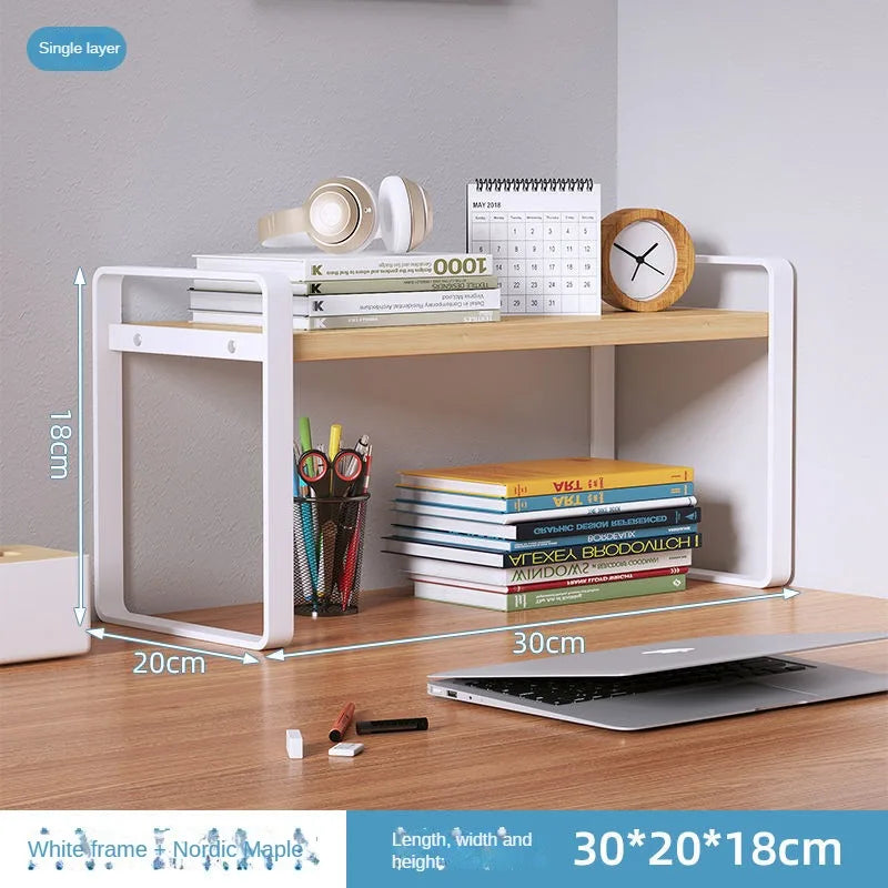 Shelf Desktop Storage  Bookshelf Student Desk Shelves Racks Office Computer Desk Tiered Cabinet Home Storage Holders Organizer